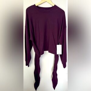NWT Athleta Yoga Tie Back Sweatshirt in Agate Purple - size Large.
